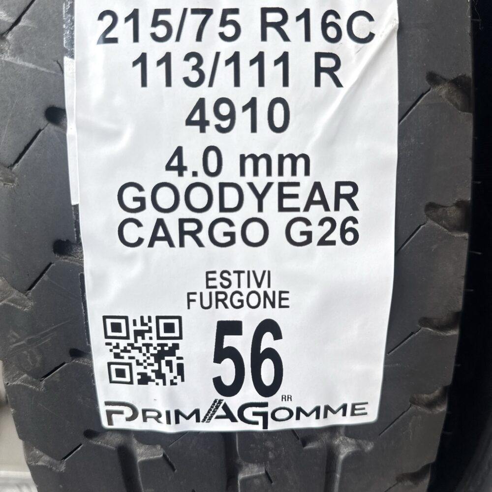 Pneumatici Usati 215 75 R16C 113/111R Goodyear Cargo G26 Estive | Gomme Usate | PrimaGomme.it Pneumatici usati 215 75 R16C Goodyear Cargo G26 - foto 2