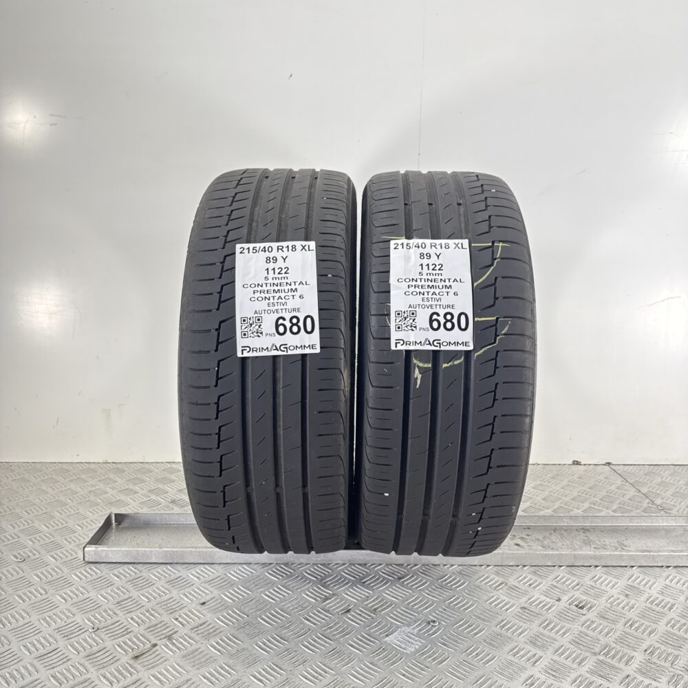 Pneumatici Usati 215 40 R18 XL 89Y Continental Premium Contact 6 71% Estive | Gomme Usate | PrimaGomme.it Pneumatici Usati 215 40 R18 XL 89Y Continental Premium Contact 6 71% Estive