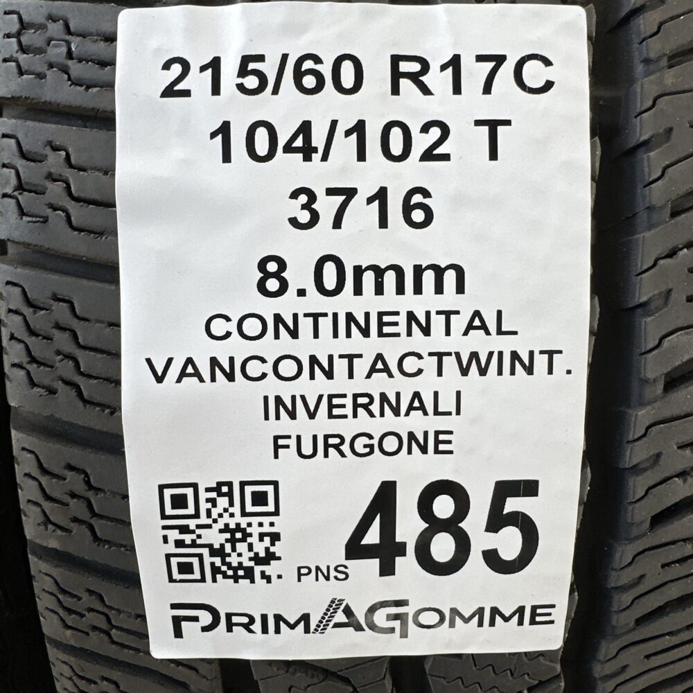 Pneumatici Usati 215 60 R17C 104 102T Continental VanContact Winter 99% Invernali | Gomme Usate | PrimaGomme.it Pneumatici Usati 215 60 R17C 104 102T Continental VanContact Winter 99% Invernali - immagine 3
