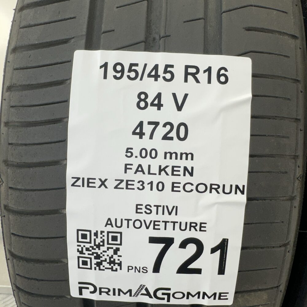 Pneumatici Usati 195 45 R16 84V Falken Ziex ZE310 Ecorun 71% Estive | Gomme Usate | PrimaGomme.it Pneumatici Usati 195 45 R16 84V Falken Ziex ZE310 Ecorun 71% Estive - immagine 3