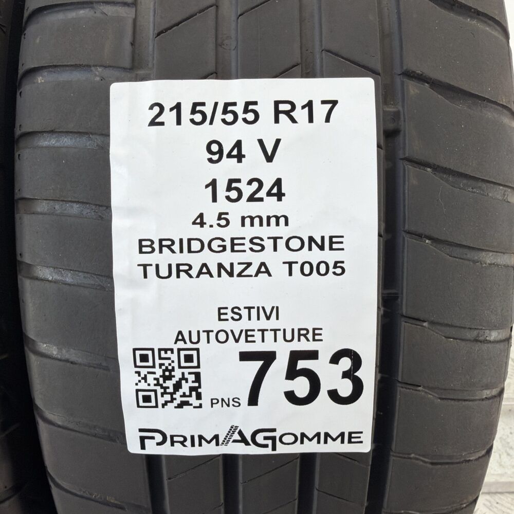 Pneumatici Usati 215 55 R17 94V Bridgestone Turanza T005 Estive | Gomme Usate | PrimaGomme.it Pneumatici usati 215 55 R17 Bridgestone Turanza T005 - foto 3