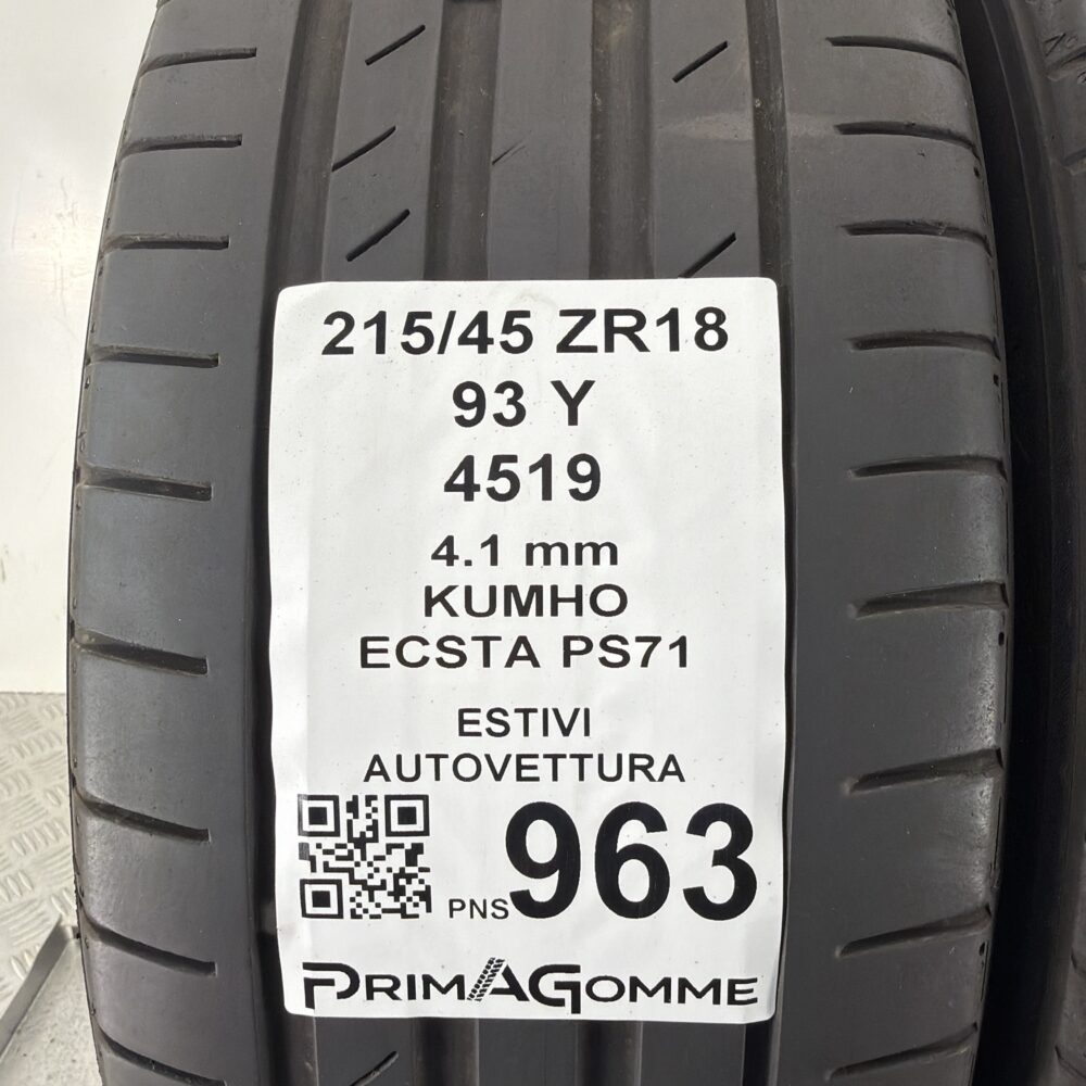 Pneumatici Usati 215 45 ZR18 93Y Kumho ECSTA PS71 Estive | Gomme Usate | PrimaGomme.it Pneumatici Usati 215 45 ZR18 93Y Kumho ECSTA PS71 Estive - immagine 3