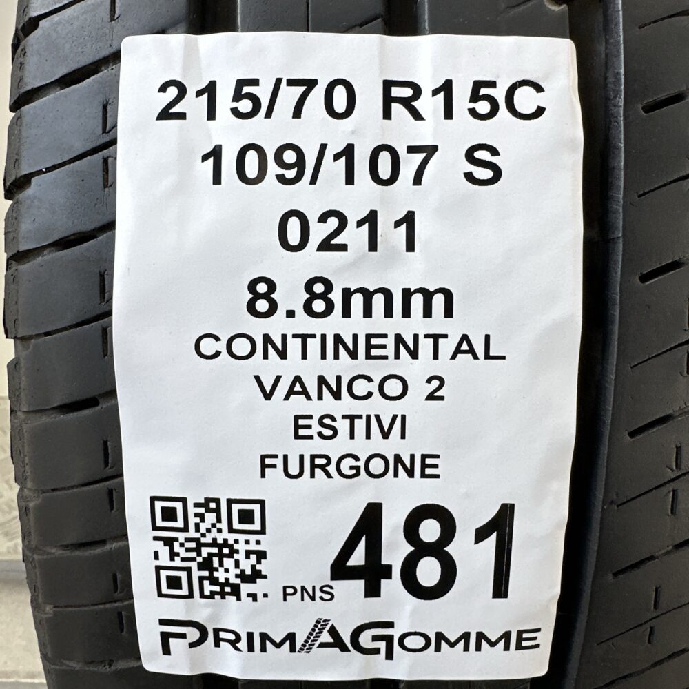 Pneumatici Usati 215 70 R15C 109/107S Continental Vanco 2 99% Estive | Gomme Usate | PrimaGomme.it Pneumatici Usati 215 70 R15C 109/107S Continental Vanco 2 99% Estive - immagine 3
