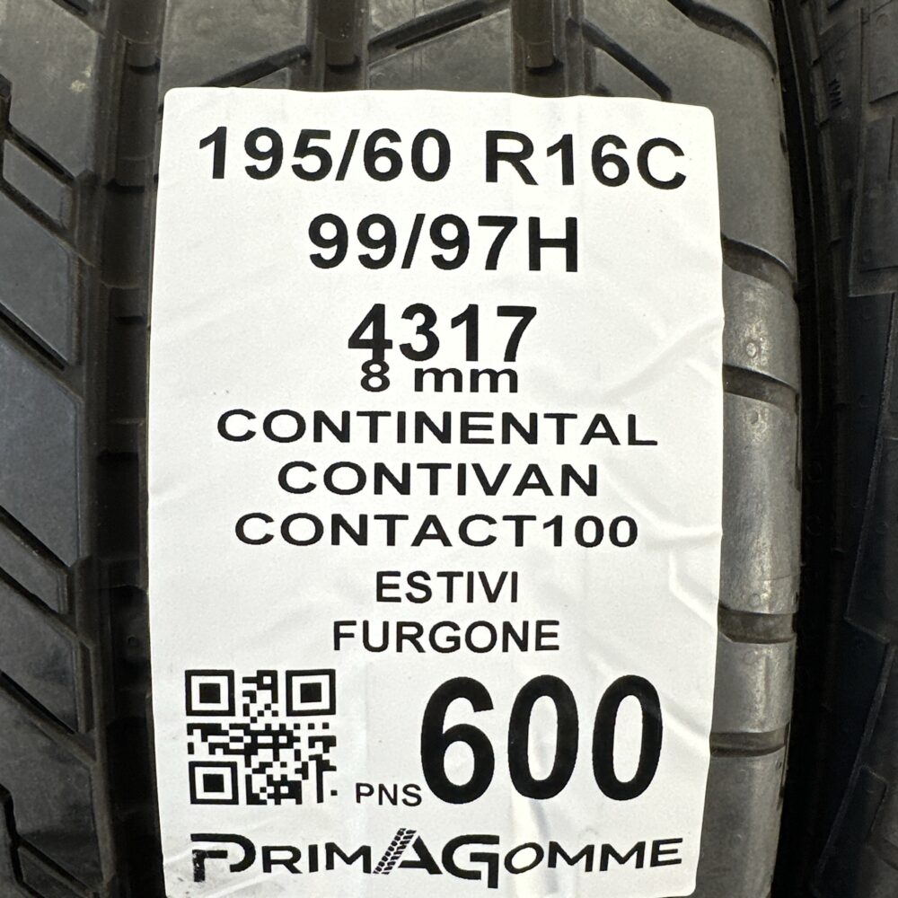 Pneumatici Usati 195 60 R16C 99H Continental ContiVan Contact100 99% Estive | Gomme Usate | PrimaGomme.it Pneumatici Usati 195 60 R16C 99H Continental ContiVan Contact100 99% Estive - immagine 3