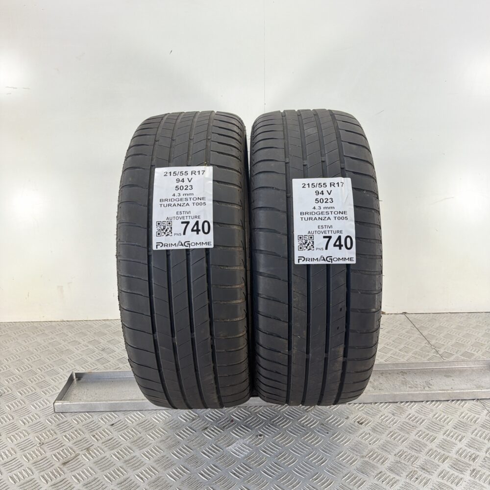 Pneumatici Usati 215 55 R17 94V Bridgestone Turanza T005 Estive | Gomme Usate | PrimaGomme.it Pneumatici Usati 215 55 R17 94V Bridgestone Turanza T005 Estive