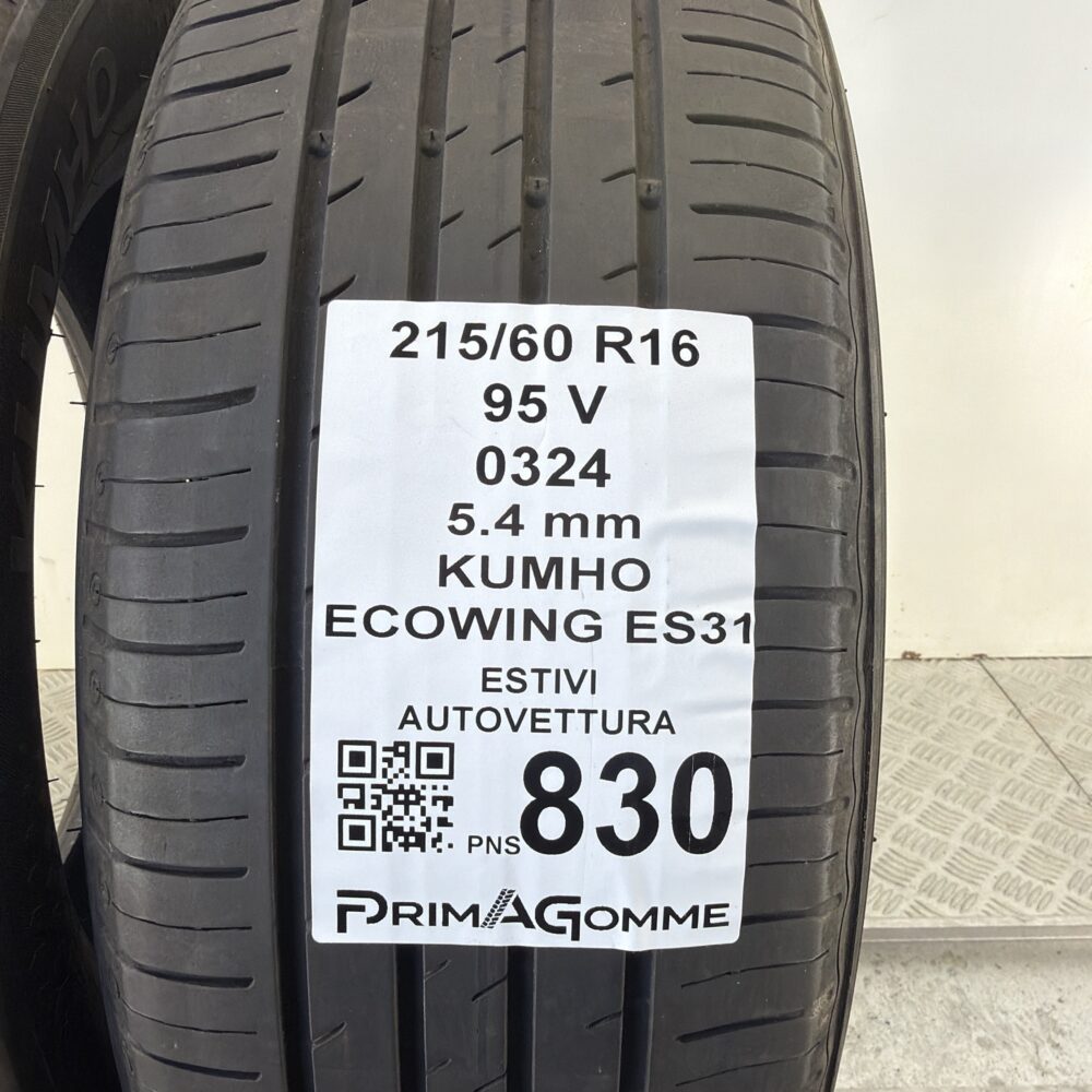 Pneumatici Usati 215 60 R16 95V Kumho Ecowing ES31 77% Estive | Gomme Usate | PrimaGomme.it Pneumatici Usati 215 60 R16 95V Kumho Ecowing ES31 77% Estive - immagine 3