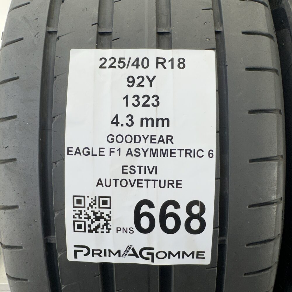 Pneumatici Usati 225 40 R18 92Y Goodyear Eagle F1 Asymmetric 6 Estive | Gomme Usate | PrimaGomme.it Pneumatici Usati 225 40 R18 92Y Goodyear Eagle F1 Asymmetric 6 Estive - immagine 3