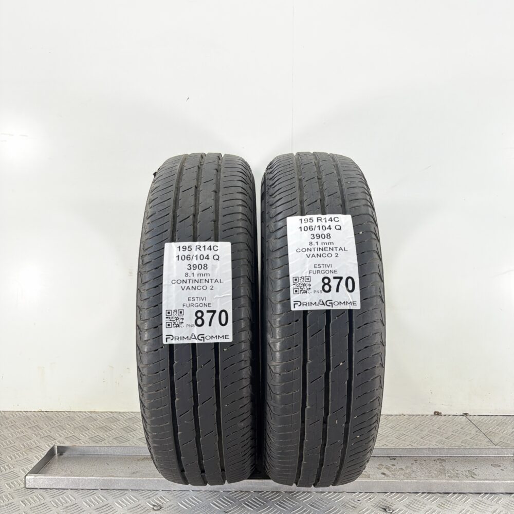 Gomme Usate 195 R14C 106 104 Q Continental Vanco 2 97% Estive | Gomme Usate | PrimaGomme.it Gomme Usate 195 R14C 106 104 Q Continental Vanco 2 97% Estive