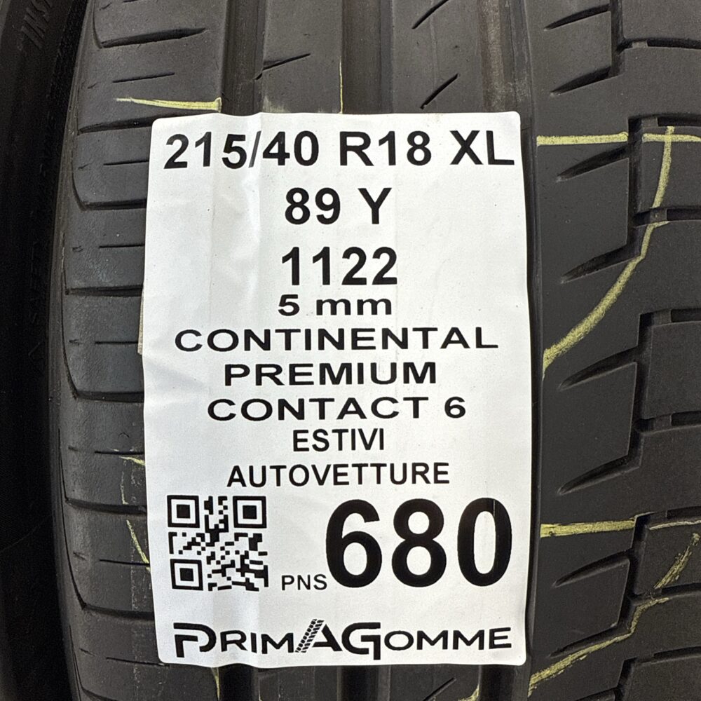 Pneumatici Usati 215 40 R18 XL 89Y Continental Premium Contact 6 71% Estive | Gomme Usate | PrimaGomme.it Pneumatici Usati 215 40 R18 XL 89Y Continental Premium Contact 6 71% Estive - immagine 3
