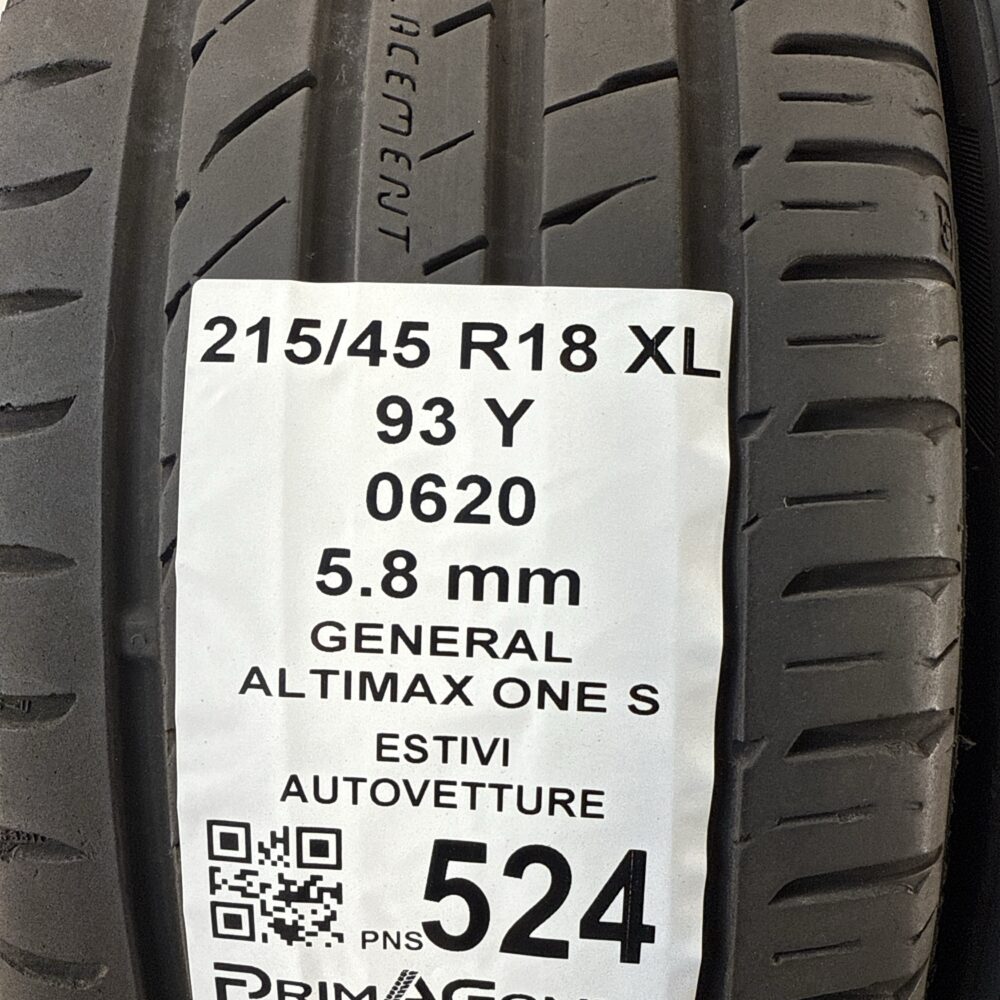 Pneumatici Usati 215 45 R18 XL 93Y General Altimax One S 83% Estive | Gomme Usate | PrimaGomme.it Pneumatici Usati 215 45 R18 XL 93Y General Altimax One S 83% Estive - immagine 3