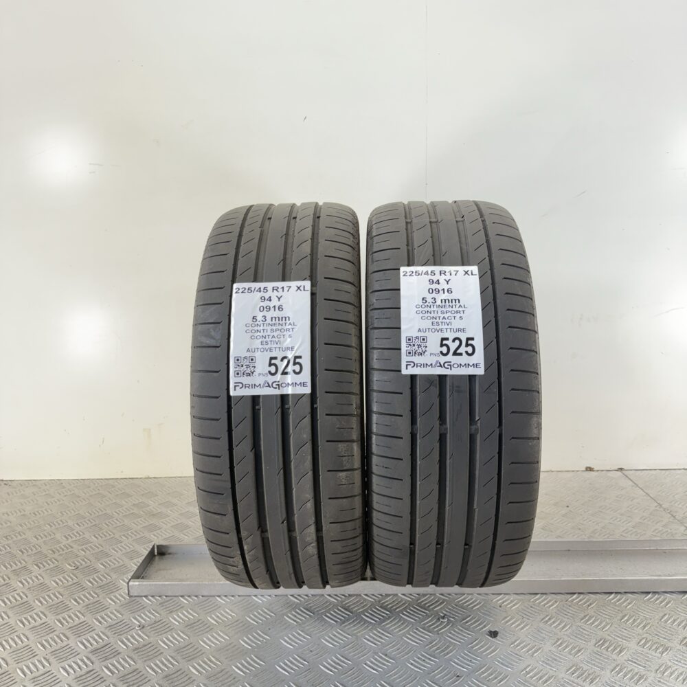 Pneumatici Usati 225 45 R17 XL 94Y Continental Conti Sport Contact 5 76% Estive | Gomme Usate | PrimaGomme.it Pneumatici Usati 225 45 R17 XL 94Y Continental Conti Sport Contact 5 76% Estive