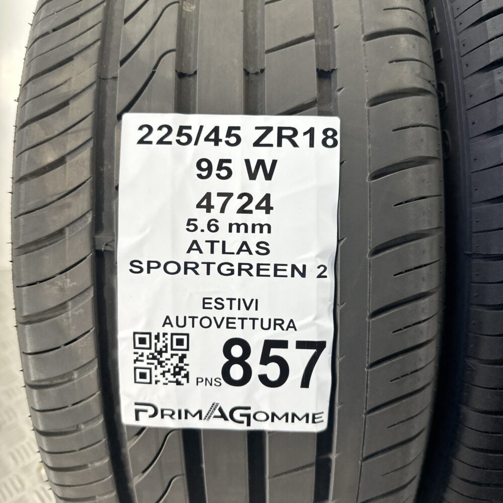 Pneumatici Usati 225 45 ZR18 95W Atlas Sportgreen 2 80% Estive | Gomme Usate | PrimaGomme.it Pneumatici Usati 225 45 ZR18 95W Atlas Sportgreen 2 80% Estive - immagine 3