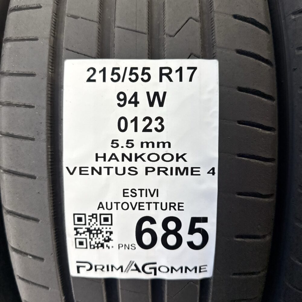 Pneumatici Usati 215 55 R17 94W Hankook Ventus Prime 4 78% Estive | Gomme Usate | PrimaGomme.it Pneumatici Usati 215 55 R17 94W Hankook Ventus Prime 4 78% Estive - immagine 3