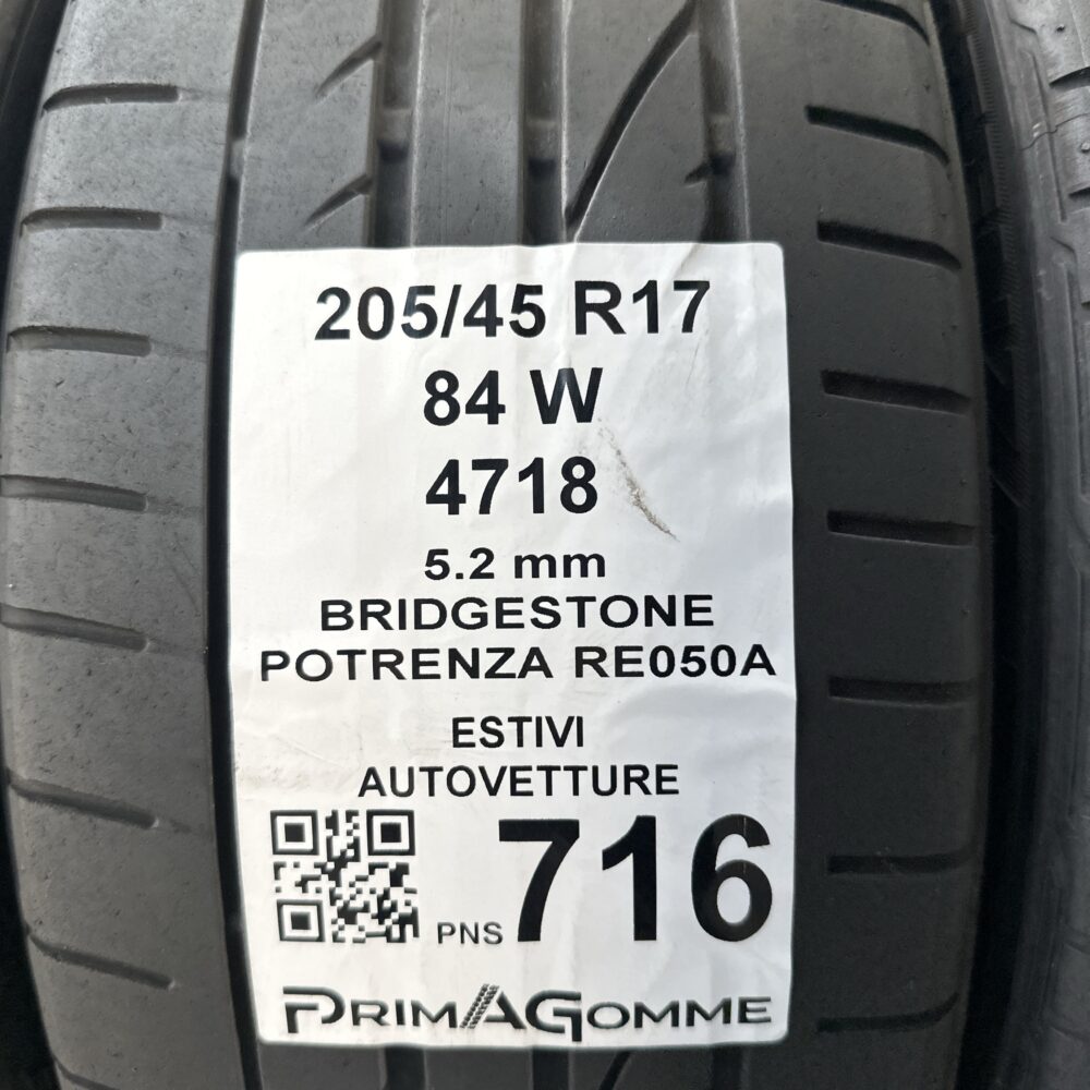 Pneumatici Usati 205 45 R17 84W Bridgestone Potenza RE050A 74% Estive | Gomme Usate | PrimaGomme.it Pneumatici Usati 205 45 R17 84W Bridgestone Potenza RE050A 74% Estive - immagine 3