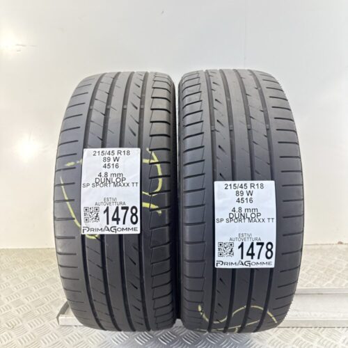Gomme Usate 215 45 R18 89W Dunlop SP Sport Maxx TT Estive
