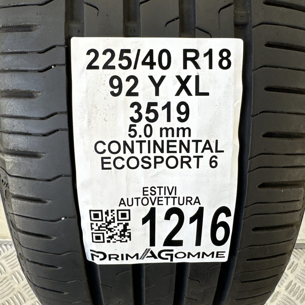 Pneumatico Usato 225 40 R18 XL 92Y Continental EcoSport 6 71% Estivo | Gomme Usate | PrimaGomme.it Pneumatico usato 225 40 R18 Continental EcoSport 6 - foto 5