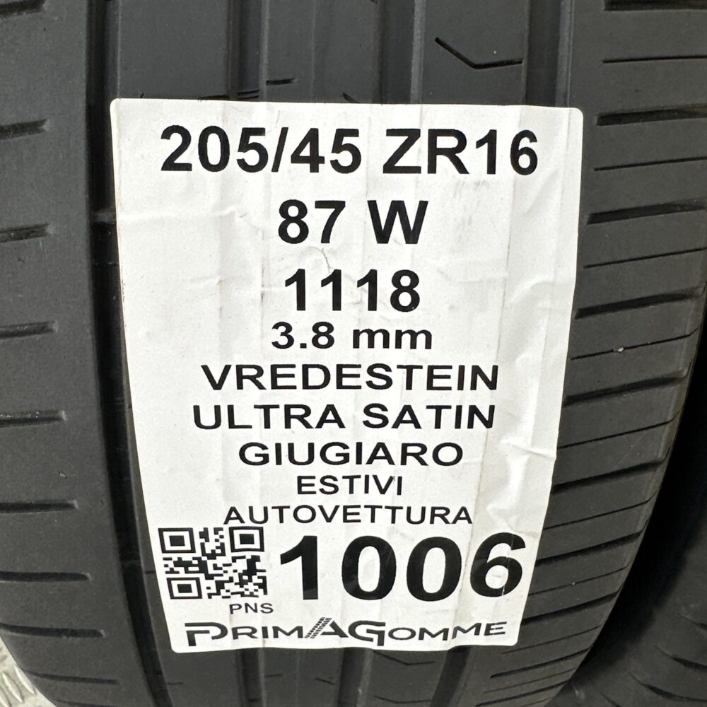 Gomme Usate 205 45 ZR16 87W Vredestein Ultra Satin Estive | Gomme Usate | PrimaGomme.it Gomme Usate 205 45 ZR16 87W Vredestein Ultra Satin Estive - immagine 5