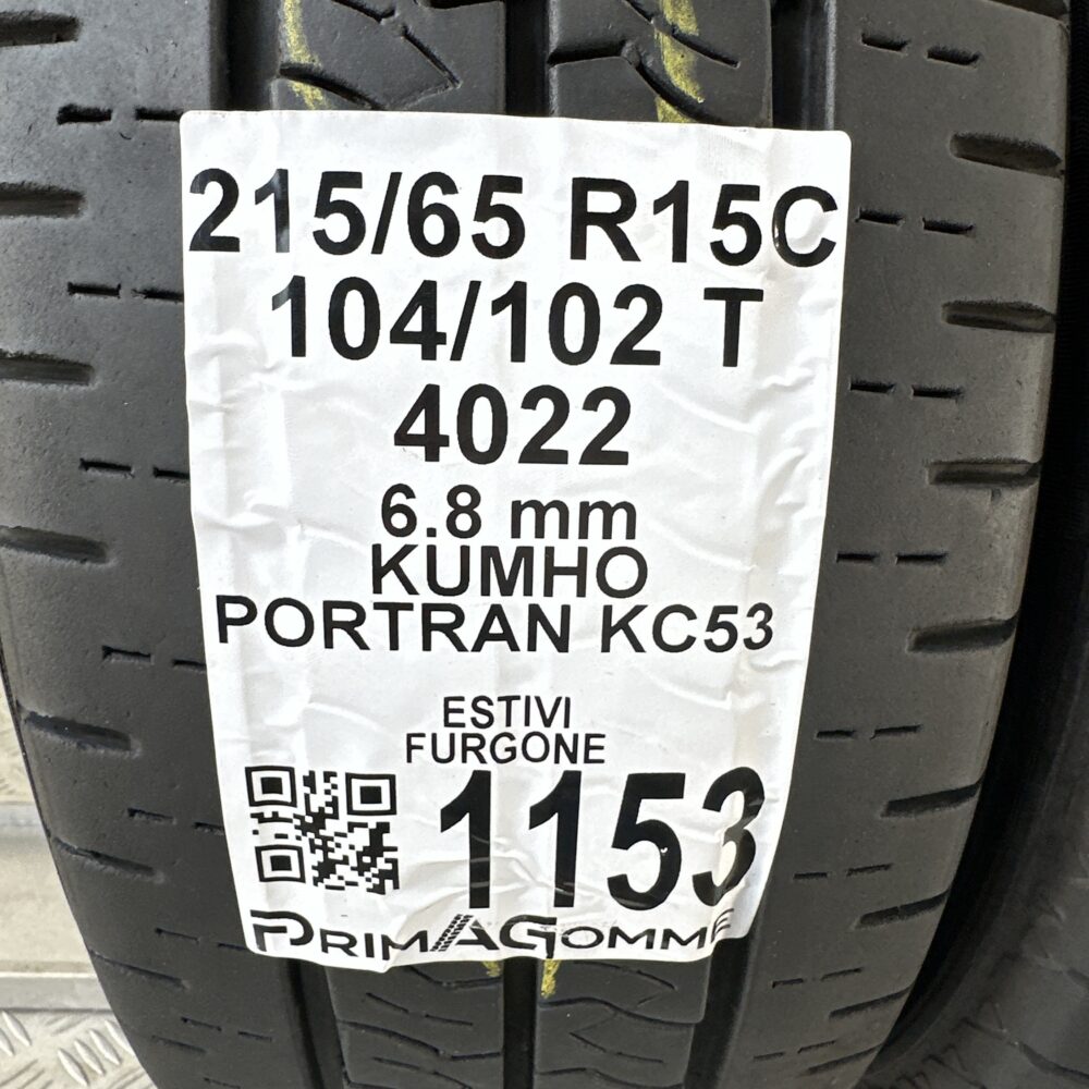 Gomme Usate 215 65 R15C 104/102T Kumho Portran KC53 90% Estive | Gomme Usate | PrimaGomme.it Gomme Usate 215 65 R15C 104/102T Kumho Portran KC53 90% Estive - immagine 3