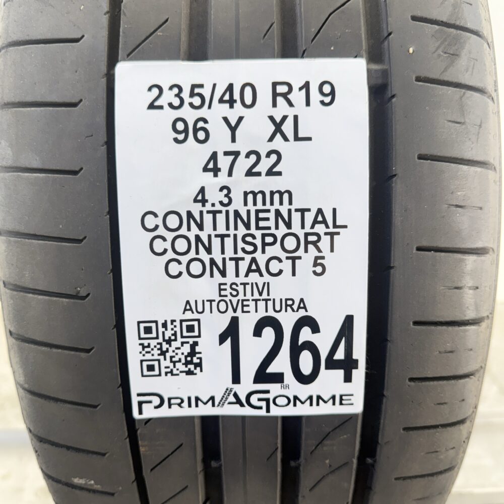 Pneumatico Usato 235 40 R19 XL 96Y Continental ContiSport Contact 5 Estivo | Gomme Usate | PrimaGomme.it Pneumatico usato 235 40 R19 Continental ContiSport Contact 5