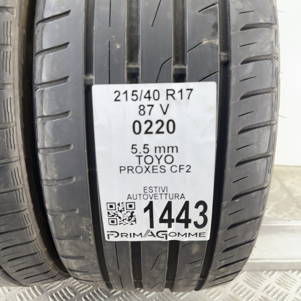 Gomme Usate 215 40 R17 87V Toyo Proxes CF2 78% Estive | Gomme Usate | PrimaGomme.it Gomme Usate 215 40 R17 87V Toyo Proxes CF2 78% Estive - immagine 3