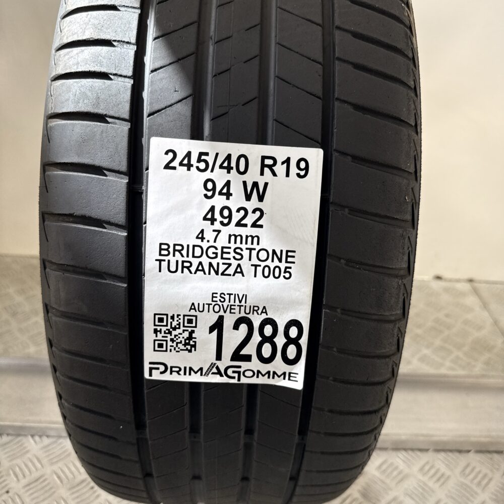 Gomma Usata 245 40 R19 94W Bridgestone Turanza T005 Estiva | Gomme Usate | PrimaGomme.it Gomma Usata 245 40 R19 94W Bridgestone Turanza T005 Estiva - immagine 3