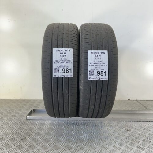 Gomme Usate 205 60 R16 92H Continental Eco Contact 6 Estive