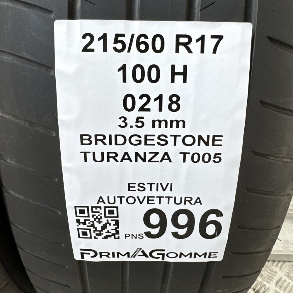 Gomme Usate 215 60 R17 100H Bridgestone Turanza T005 Estive | Gomme Usate | PrimaGomme.it Gomme Usate 215 60 R17 100H Bridgestone Turanza T005 Estive - immagine 3