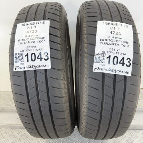 Gomme Usate 165 65 R15 81T Bridgestone Turanza T005 78% Estive