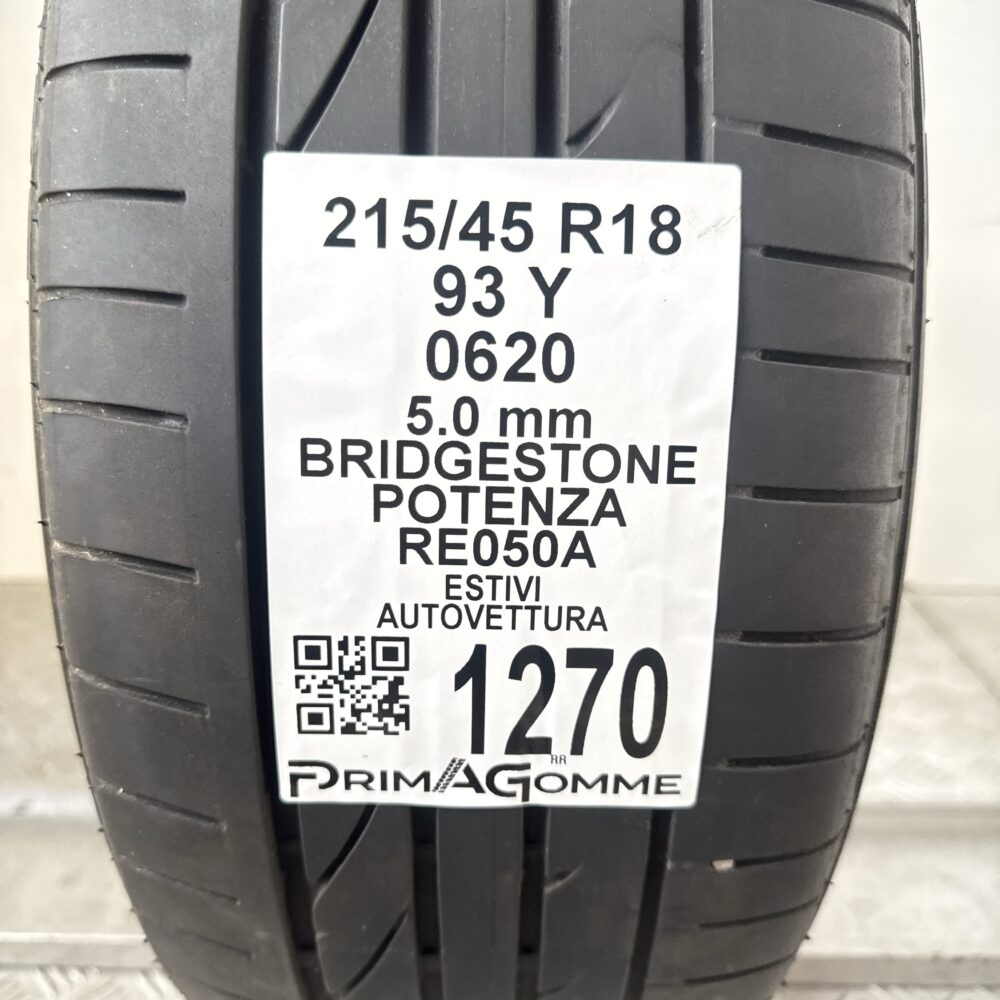 Pneumatico Usato 215 45 R18 93Y Bridgestone Potenza RE050A 71% Estivo | Gomme Usate | PrimaGomme.it Pneumatico usato 215 45 R18 Bridgestone Potenza RE050A