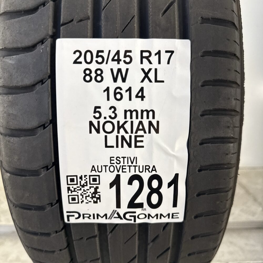 Pneumatico Usato 205 45 R17 XL 88W Nokian Line 76% Estivo | Gomme Usate | PrimaGomme.it Pneumatico usato 205 45 R17 Nokian Line