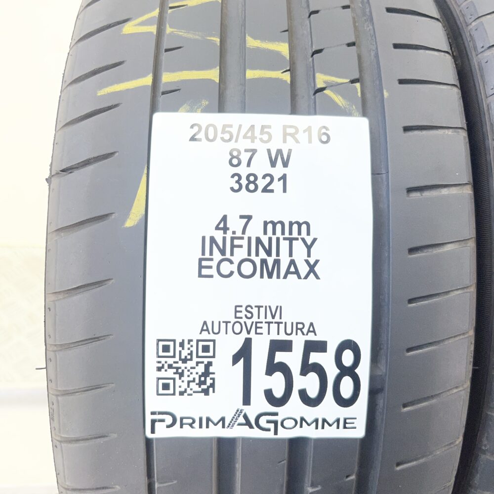 Gomme Usate 205 45 R16 87W Infinity Ecomax 67% Estive | Gomme Usate | PrimaGomme.it Gomme Usate 205 45 R16 87W Infinity Ecomax 67% Estive - immagine 2