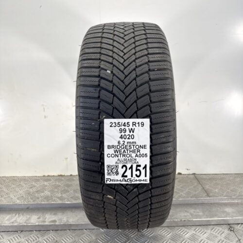 Pneumatico Usato 235 45 R19 99W Bridgestone Weather Control A005 78% 4 Stagioni