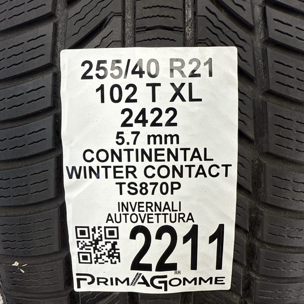 Gomma Usata 255 40 R21 XL 102T Continental Winter Contact TS870P 81% Invernale | Gomme Usate | PrimaGomme.it Gomma usata 255 40 R21 Continental Winter Contact TS870P