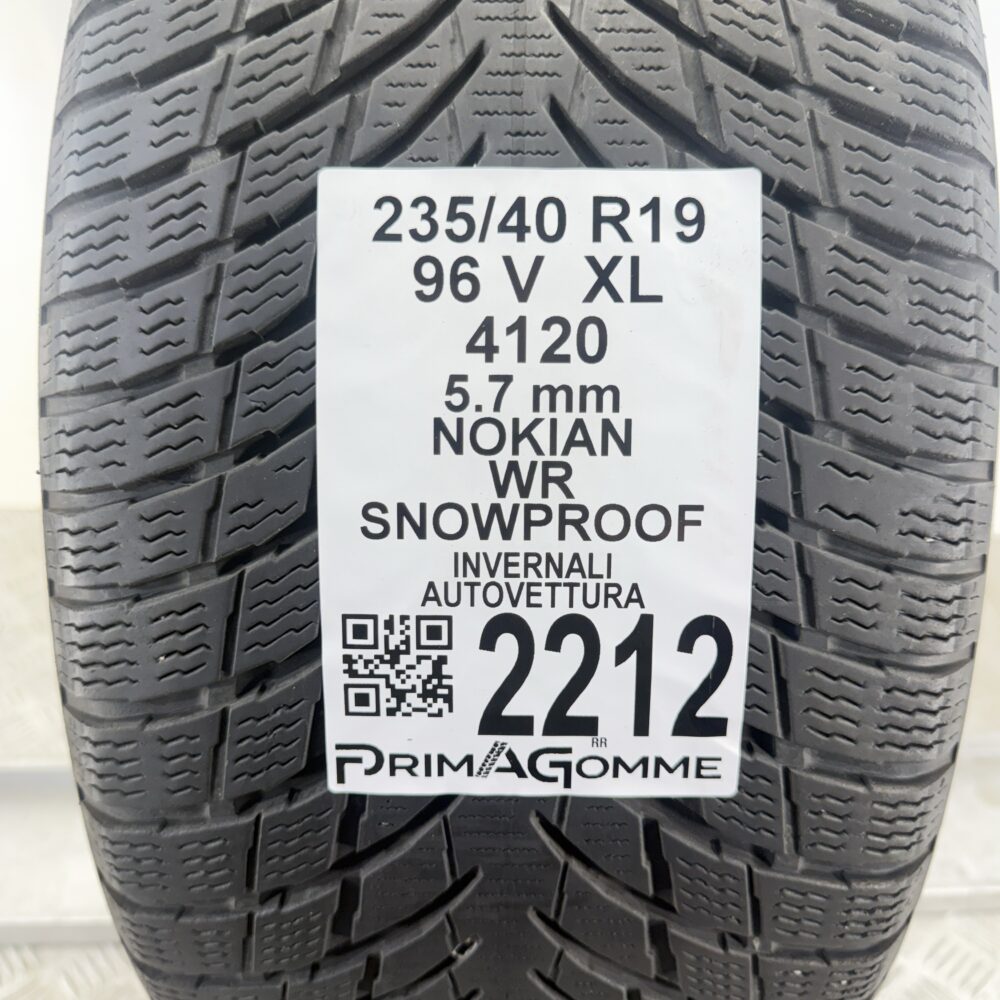 Gomme Usate 235 40 R19 XL 96V Nokian WR Snowproof 81% Invernali | Gomme Usate | PrimaGomme.it Gomme usate 235 40 R19 Nokian WR Snowproof