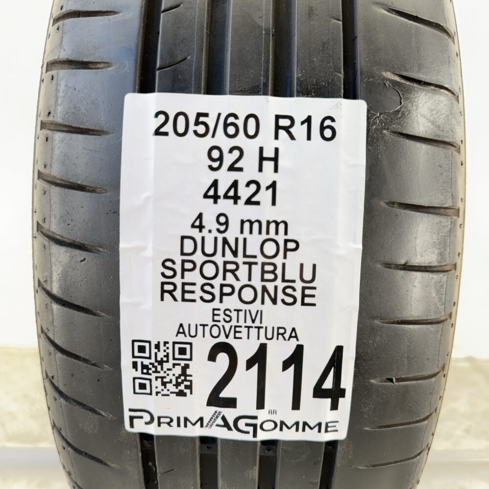 Pneumatico Usato 205 60 R16 92H Dunlop SportBlu Response Estivo | Gomme Usate | PrimaGomme.it Pneumatico usato 205 60 R16 Dunlop SportBlu Response - foto 6
