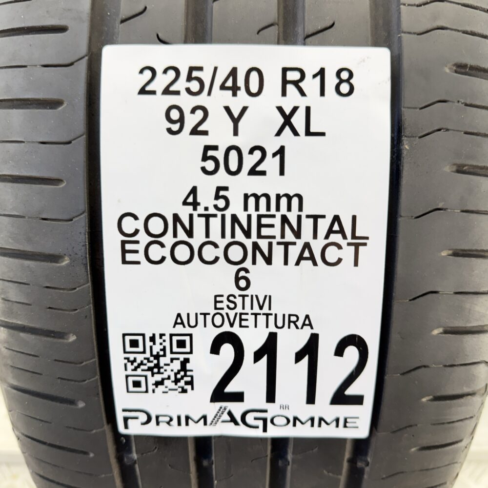 Pneumatico Usato 225 40 R18 XL 92Y Continental EcoContact 6 Estivo | Gomme Usate | PrimaGomme.it Pneumatico usato 225 40 R18 Continental EcoContact 6 - foto 6