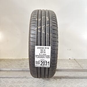 Pneumatico Usato 205 60 R16 92H Bridgestone Turanza T005 87% Estivo
