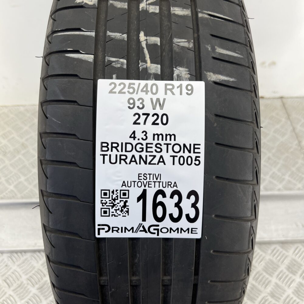 Pneumatico Usato 225 40 R19 93W Bridgestone Turanza T005 Estivo | Gomme Usate | PrimaGomme.it Pneumatico usato 225 40 R19 Bridgestone Turanza T005 - foto 7
