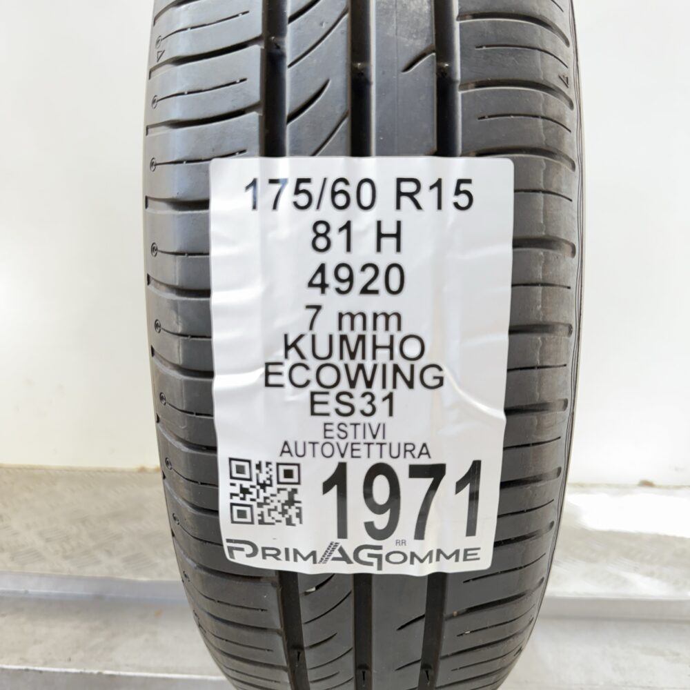 Pneumatico Usato 175 60 R15 81H Kumho Ecowing ES31 100% Estivo | Gomme Usate | PrimaGomme.it Pneumatico usato 175 60 R15 Kumho Ecowing ES31 - foto 6