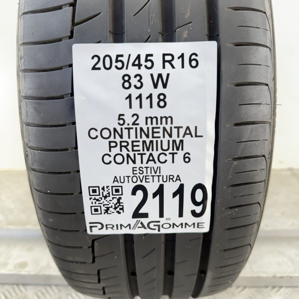 Pneumatico Usato 205 45 R16 83W Continental Premium Contact 6 74% Estivo | Gomme Usate | PrimaGomme.it Pneumatico usato 205 45 R16 Continental Premium Contact 6 - foto 6