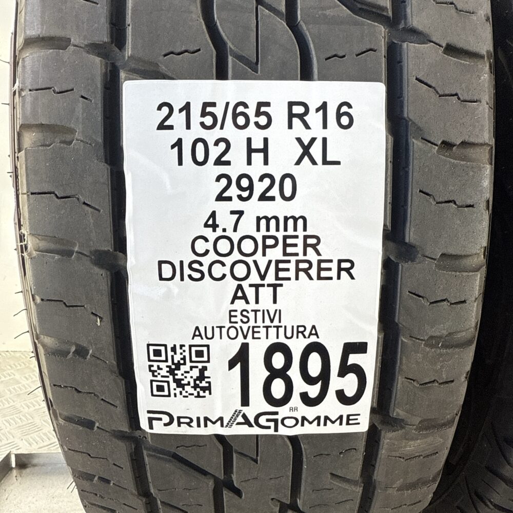 Pneumatici Usati 215 65 R16 XL 102H Cooper Discoverer ATT Estive | Gomme Usate | PrimaGomme.it Pneumatici usati 215 65 R16 Cooper Discoverer ATT