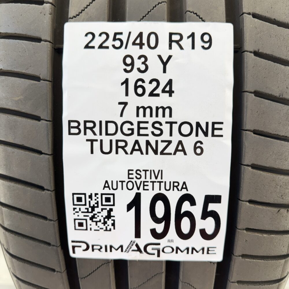 Pneumatico Usato 225 40 R19 93Y Bridgestone Turanza 6 100% Estivo | Gomme Usate | PrimaGomme.it Pneumatico usato 225 40 R19 Bridgestone Turanza 6 - foto 8