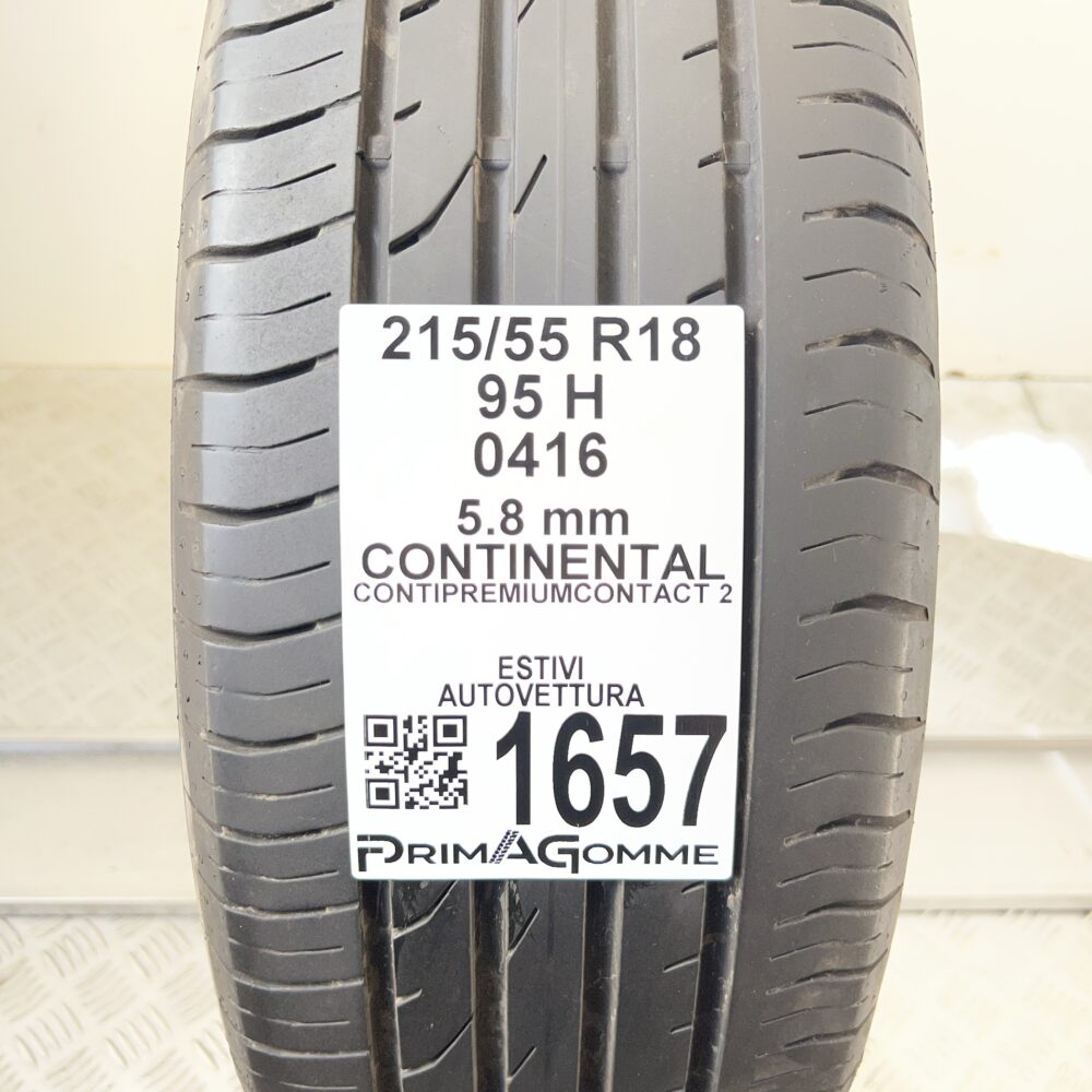 Gomma Usata 215 55 R18 95H Continental ContiPremiumContact 2 78% Estiva | Gomme Usate | PrimaGomme.it Gomma Usata 215 55 R18 95H Continental ContiPremiumContact 2 78% Estiva - immagine 2