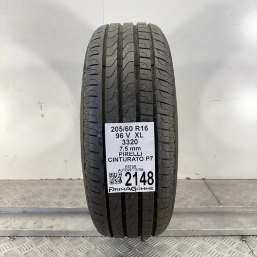 Pneumatico Usato 205 60 R16 XL 96V Pirelli Cinturato P7 100% Estivo