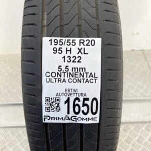 Pneumatico Usato 195 55 R20 95H XL Continental Ultra Contact 78% Estivo