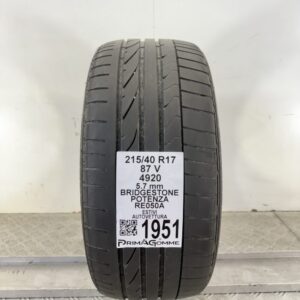 Pneumatico Usato 215 40 R17 87V Bridgestone Potenza RE050A 81% Estivo