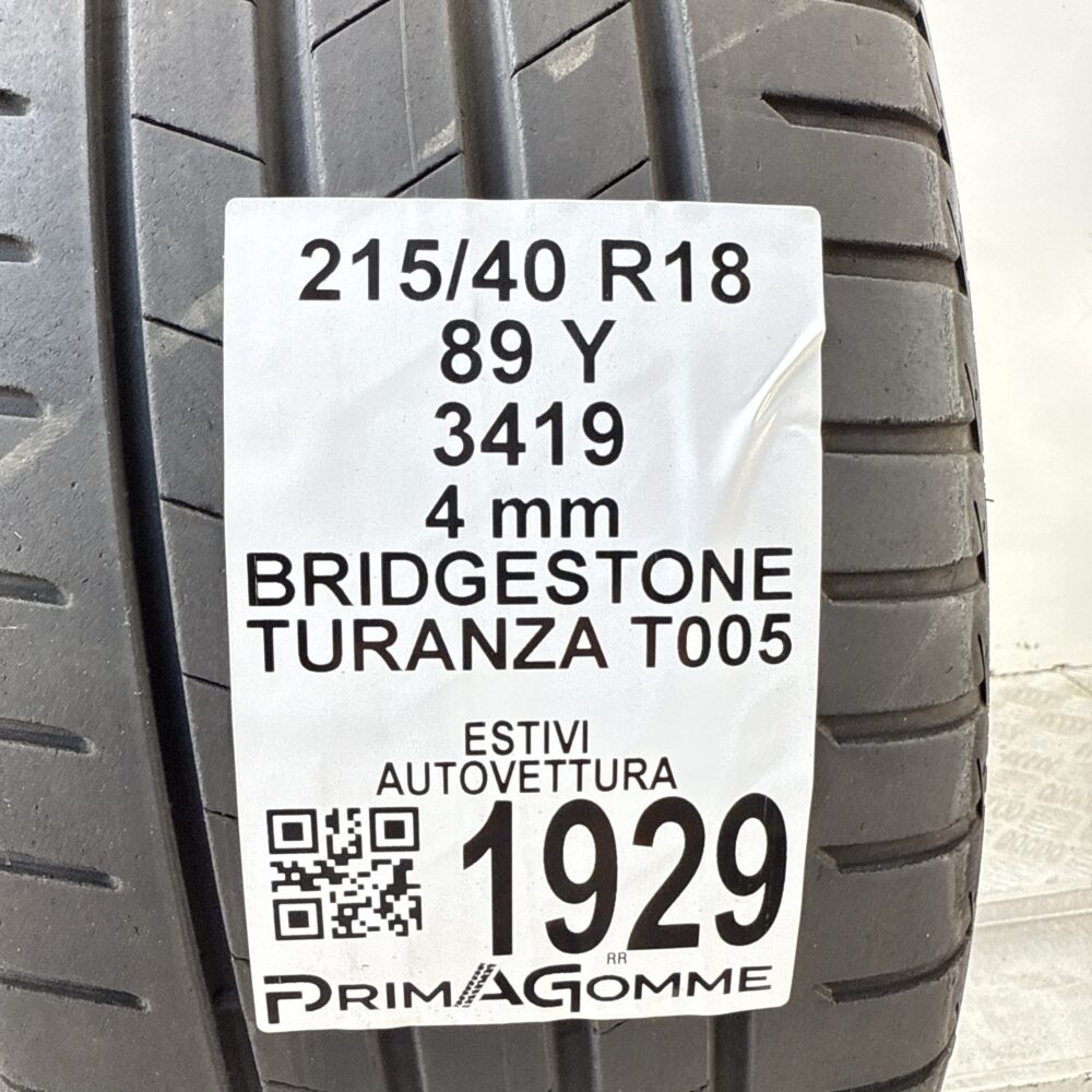 Pneumatico Usato 215 40 R18 89Y Bridgestone Turanza T005 Estivo | Gomme Usate | PrimaGomme.it Pneumatico usato 215 40 R18 Bridgestone Turanza T005 - foto 6
