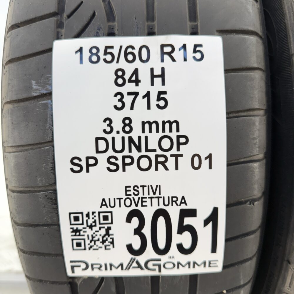 Gomme Usate 185 60 R15 84H Dunlop SP Sport 01 Estive | Gomme Usate | PrimaGomme.it Gomme usate 185 60 R15 Dunlop SP Sport 01 - foto 9
