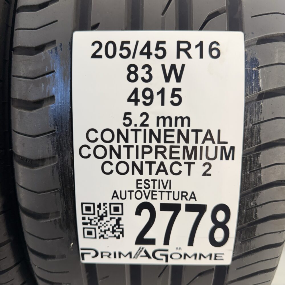 Gomme Usate 205 45 R16 83W Continental ContiPremiumContact 2 74% Estive | Gomme Usate | PrimaGomme.it Gomme usate 205 45 R16 Continental ContiPremiumContact 2 - foto 14