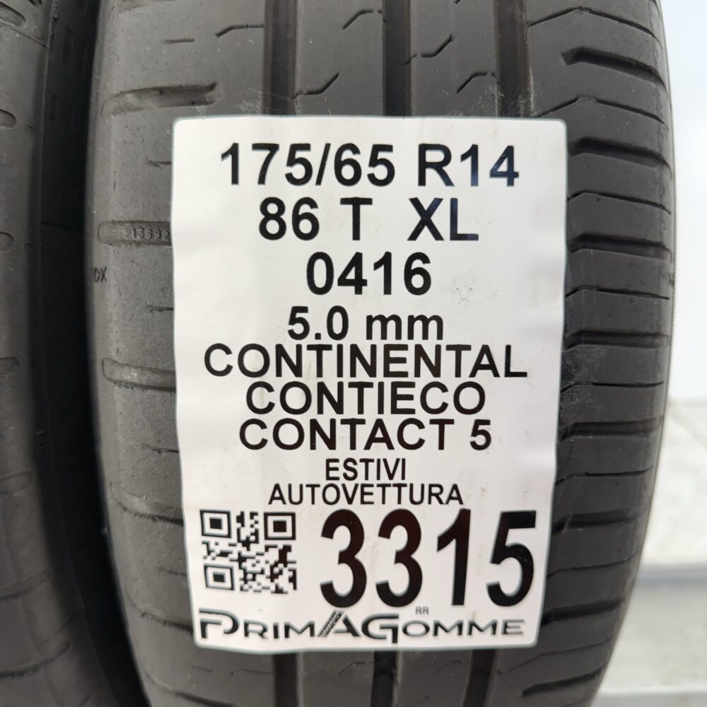 Gomme Usate 175 65 R14 XL 86T Continental ContiEco Contact 5 71% Estive | Gomme Usate | PrimaGomme.it Gomme usate 175 65 R14 Continental ContiEco Contact 5 - foto 10